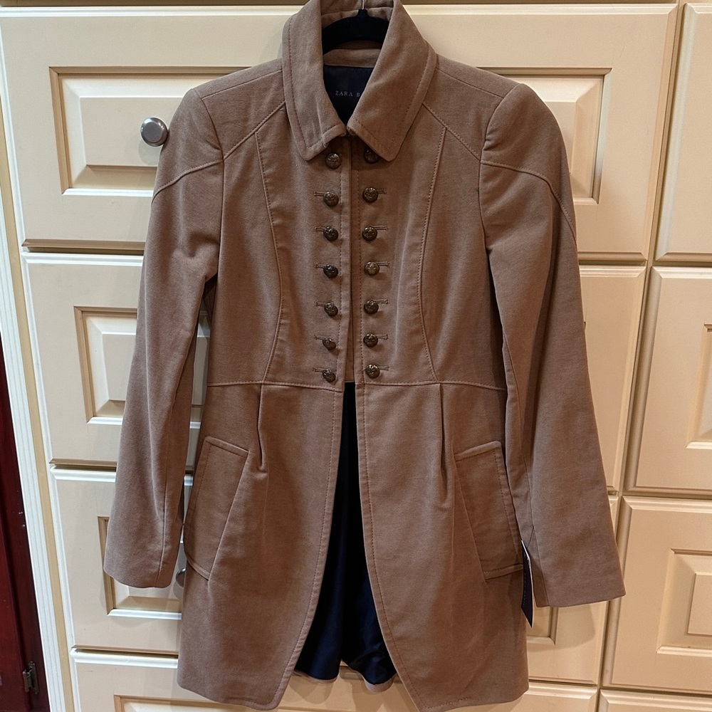 Zara Dark Tan Double-Breasted Trench Coat S